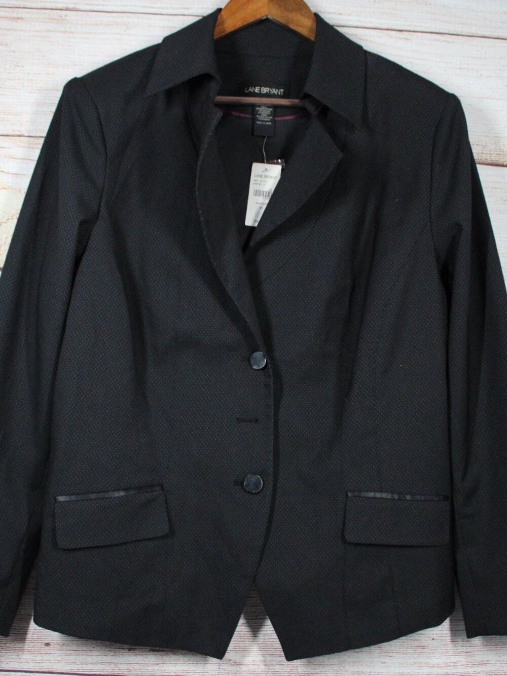 Lane Bryant Women's Blazer Size 20 Black Pin Dot Stretch Suit Jacket NWT